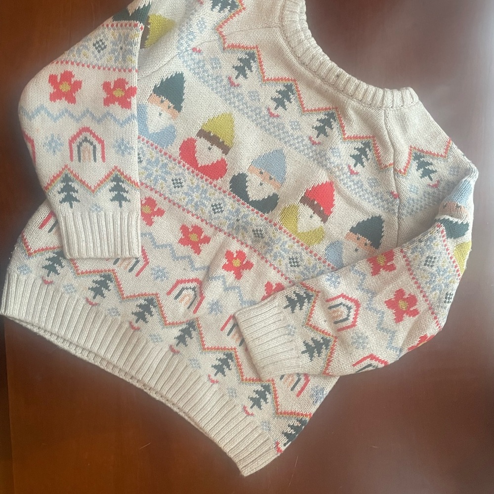 3T / 90cm Cozy Cream Fair Isle Gnome Knit Sweater